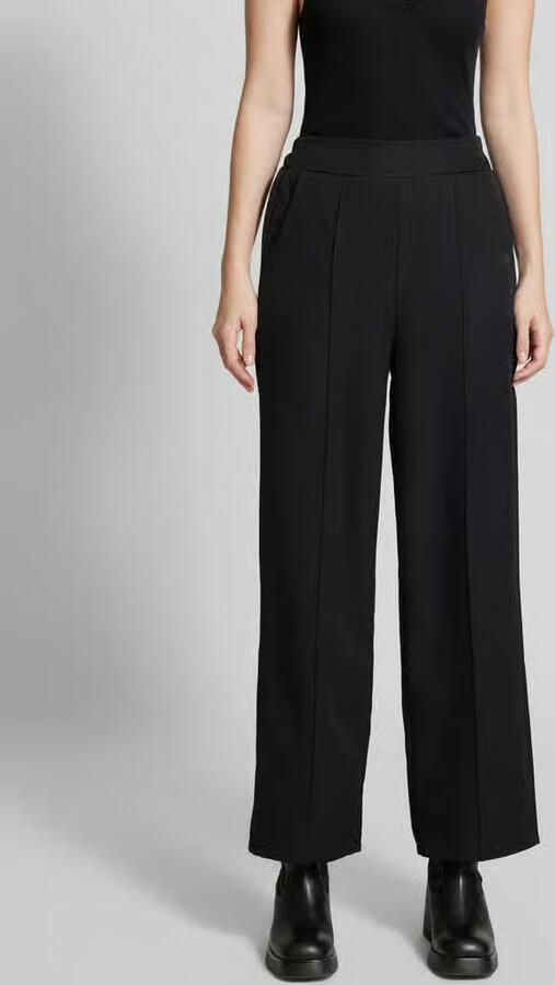 ZABAIONE Wide leg stoffen broek met vaste persplooien - Foto 3