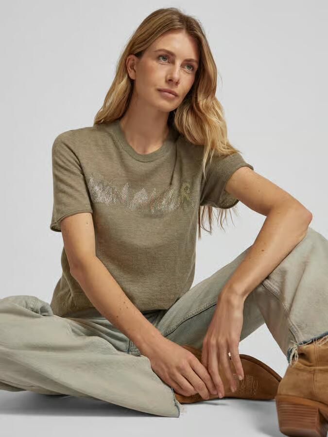 Zadig & Voltaire Gebreid kasjmier shirt met strass-steentjes model 'IDA'