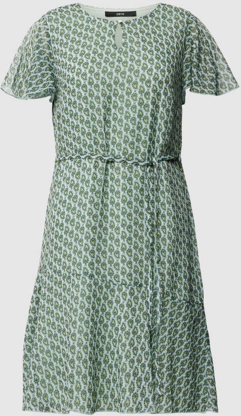 Zero Mini-jurk met strikceintuur en all-over motief