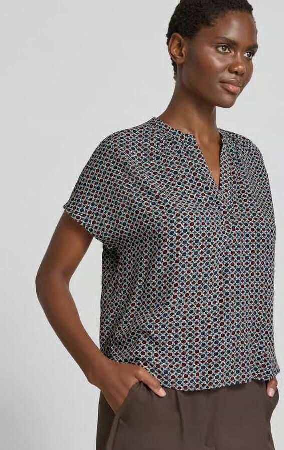 Zero Blouses T-shirt van viscose met serafinohals - Foto 3