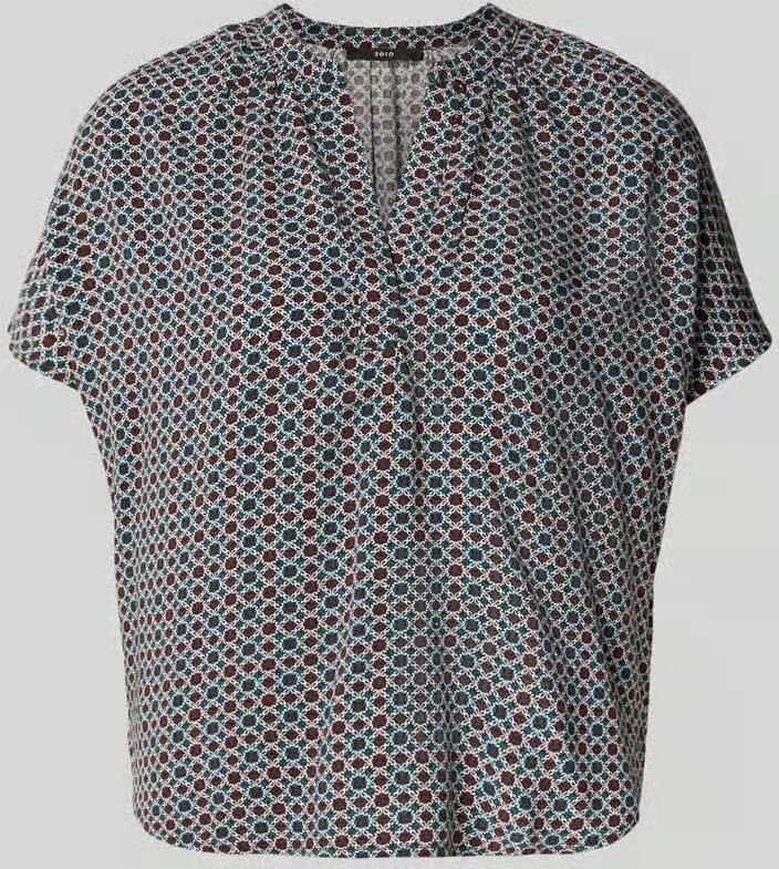 Zero Blouses T-shirt van viscose met serafinohals - Foto 2