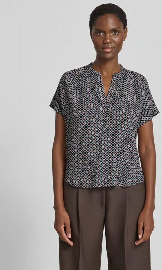 Zero Blouses T-shirt van viscose met serafinohals - Foto 4