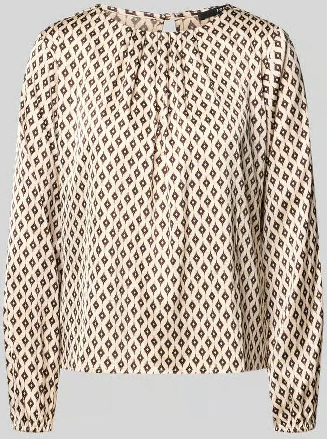 Zero Regular fit blouseshirt in all-over look met ronde hals