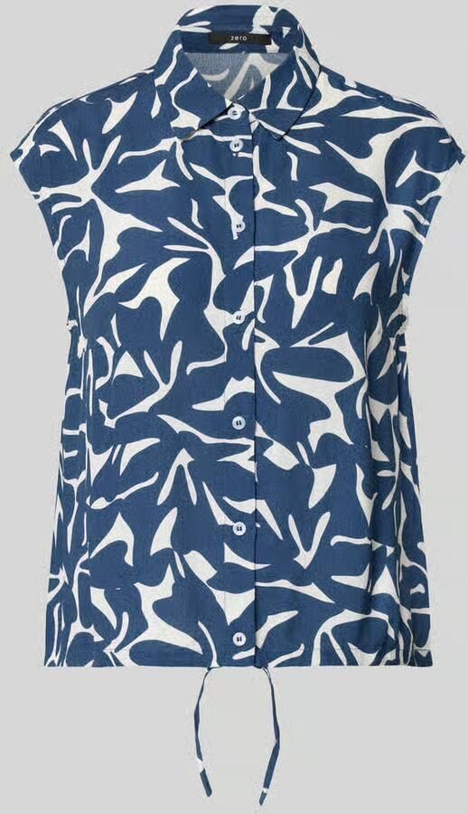 Zero Blousetop van viscose met knoopsluiting en tunnelkoord - Foto 2