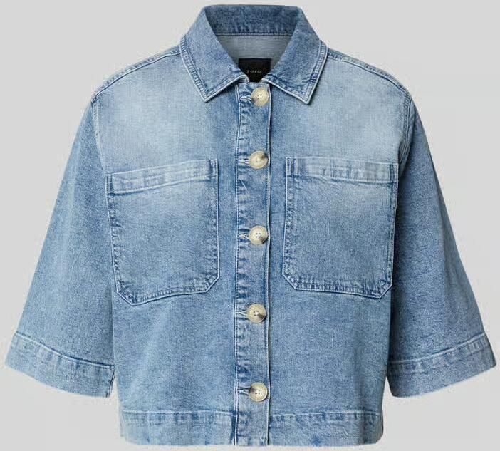 Zero boxy fit jeansblouse met borstzakken - Foto 2