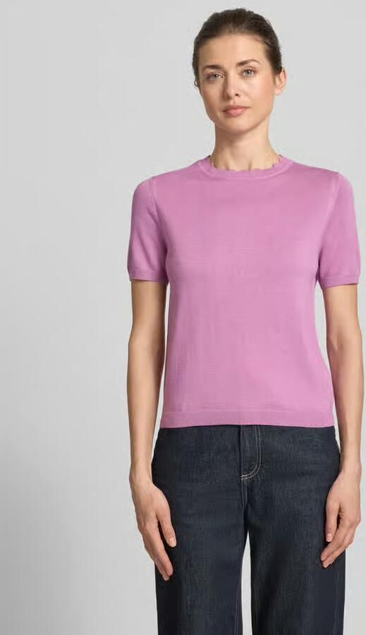 Zero Gebreid shirt met ronde hals met golvende zoom - Foto 3