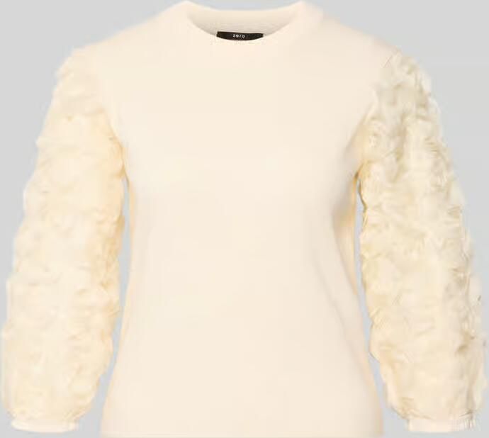 Zero Gebreid shirt van viscosemix met florale applicaties - Foto 2