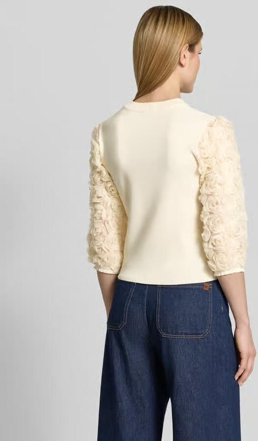 Zero Gebreid shirt van viscosemix met florale applicaties - Foto 3