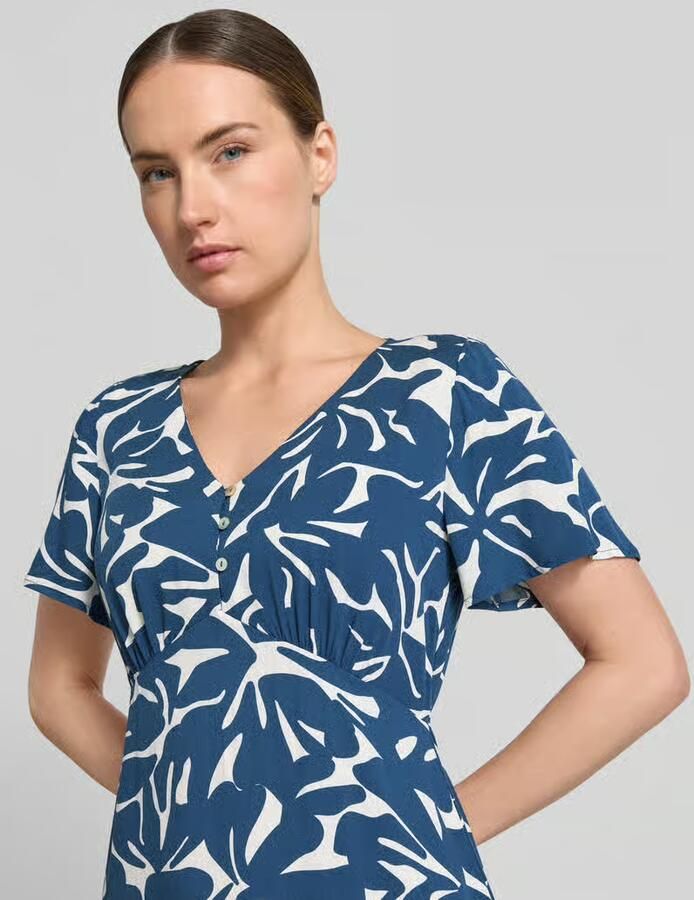 Zero Knie-lange jurk van viscose met V-hals - Foto 2