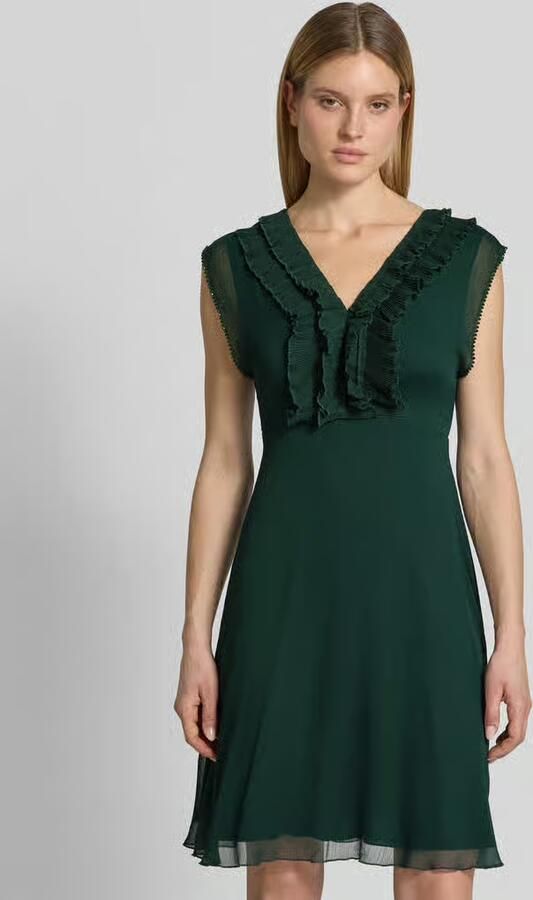 Zero Knielang jurk met ruches en V-hals - Foto 3