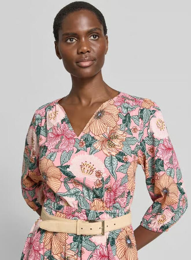 Zero midi-jurk van mix van viscose en katoen met riem