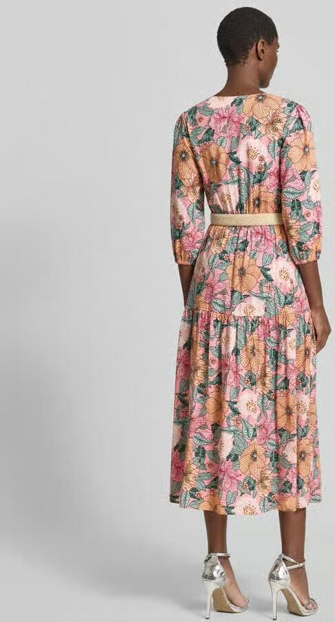 Zero midi-jurk van mix van viscose en katoen met riem - Foto 3