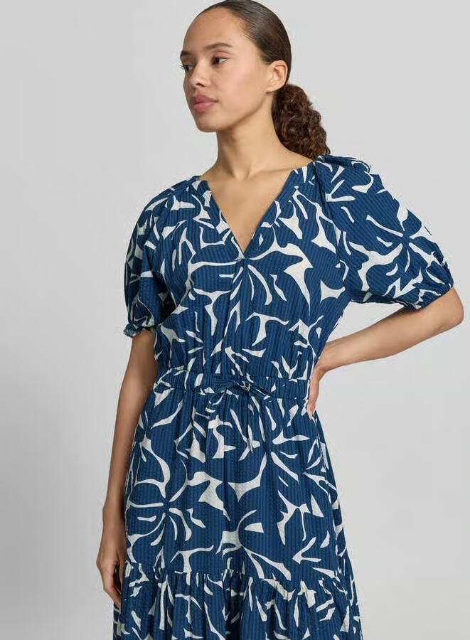 Zero midi-jurk van mix van viscose en katoen met v-hals