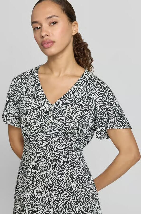 Zero mini-jurk van viscose met V-hals en knoopsluiting