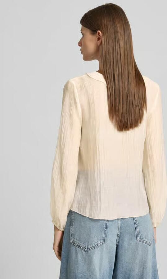 Zero Regular fit blouse met V-hals en vetersluiting