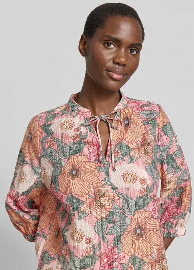 Zero regular fit blouse van mix van linnen en lyocell met 3 4-mouw - Foto 3