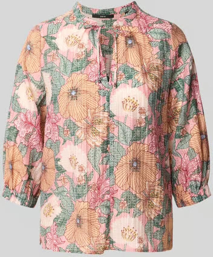 Zero regular fit blouse van mix van linnen en lyocell met 3 4-mouw - Foto 2