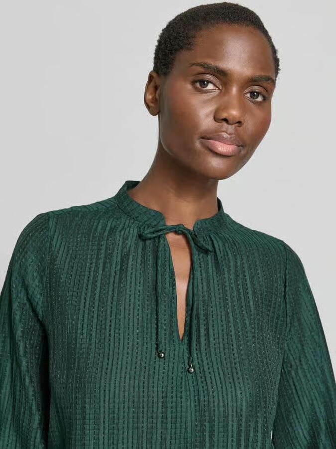Zero regular fit blouse van mix van linnen en lyocell met 3 4-mouw - Foto 2