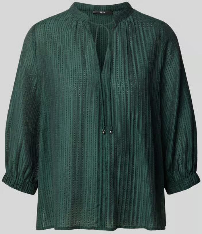 Zero regular fit blouse van mix van linnen en lyocell met 3 4-mouw - Foto 3