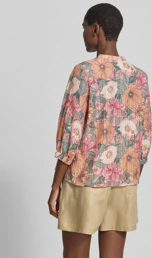 Zero regular fit blouse van mix van linnen en lyocell met 3 4-mouw