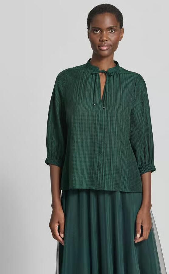Zero regular fit blouse van mix van linnen en lyocell met 3 4-mouw - Foto 4