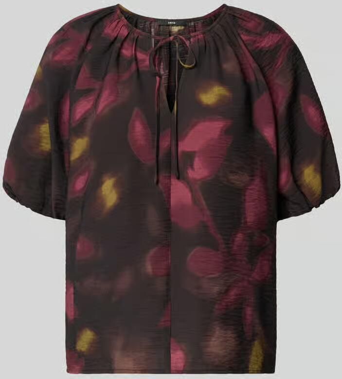 Zero Regular fit blouse van viscosemix met druppelvormige hals