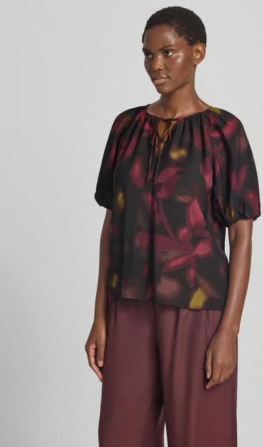 Zero Regular fit blouse van viscosemix met druppelvormige hals - Foto 3