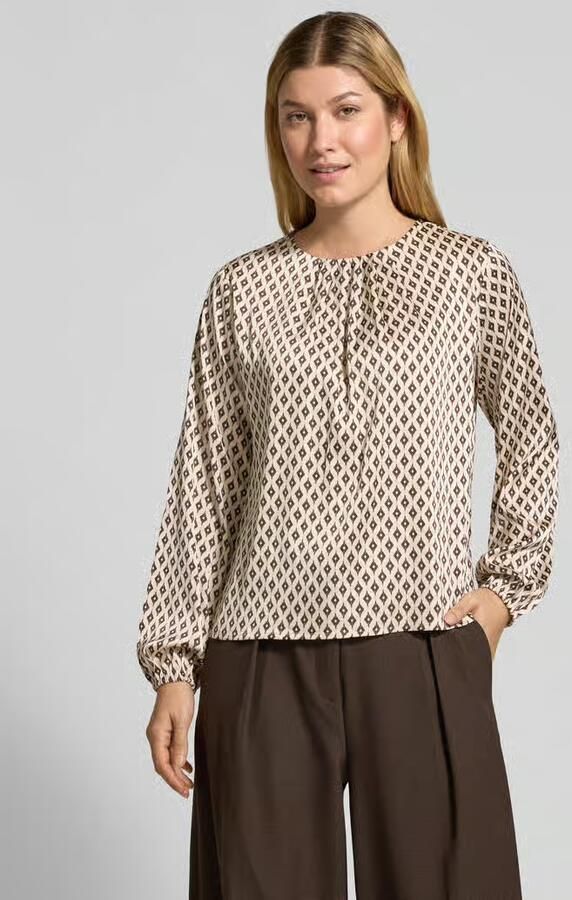 Zero Regular fit blouseshirt in all-over look met ronde hals - Foto 2