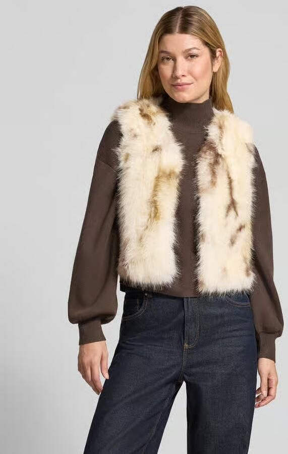 Zero Regular fit bodywarmer van imitatiebont in open pasvorm - Foto 3