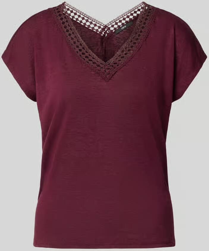 Zero Regular fit t-shirt van viscosemix met gaatjes-stitching - Foto 3