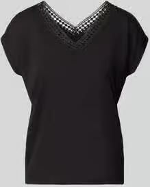 Zero Regular fit t-shirt van viscosemix met gaatjes-stitching
