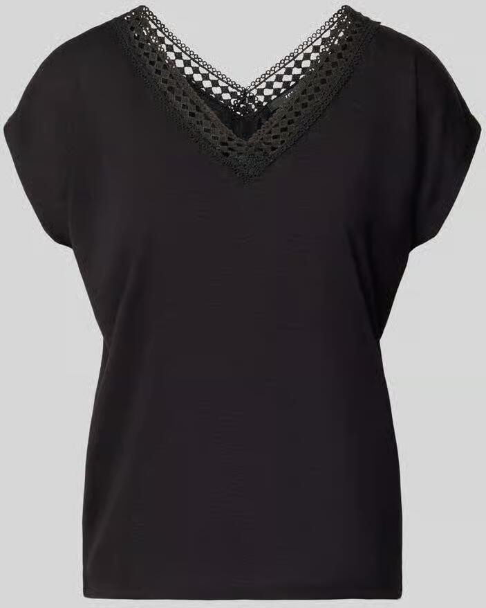 Zero Regular fit t-shirt van viscosemix met gaatjes-stitching