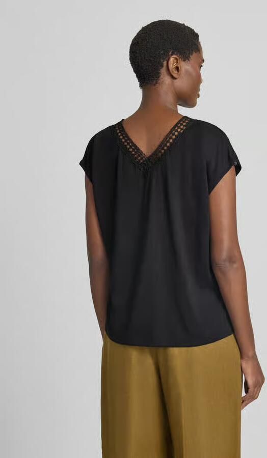Zero Regular fit t-shirt van viscosemix met gaatjes-stitching - Foto 3