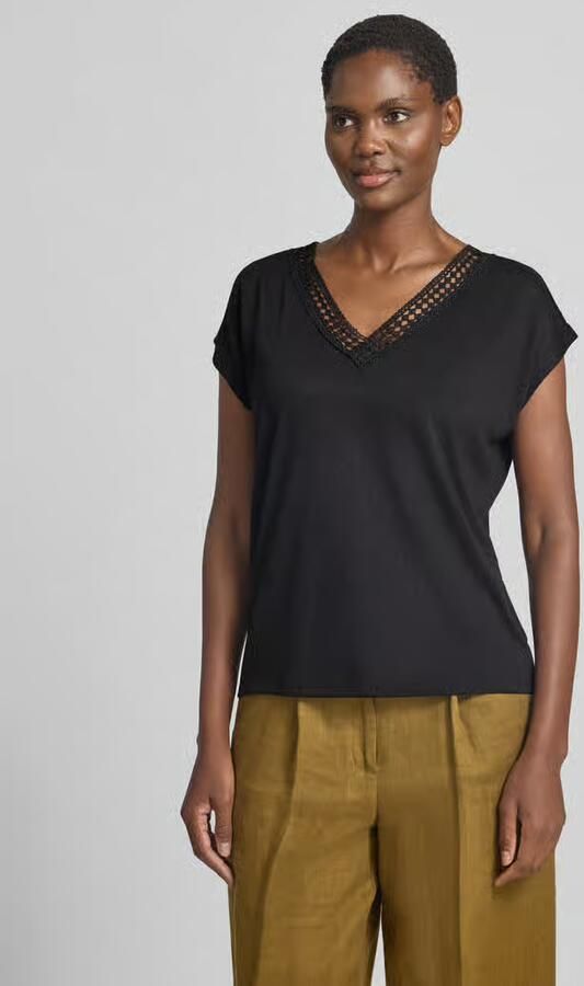 Zero Regular fit t-shirt van viscosemix met gaatjes-stitching - Foto 2