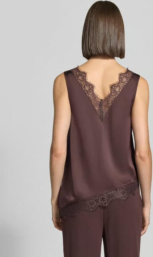 Zero Regular fit top van satijn met kant - Foto 3