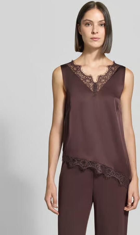 Zero Regular fit top van satijn met kant - Foto 2