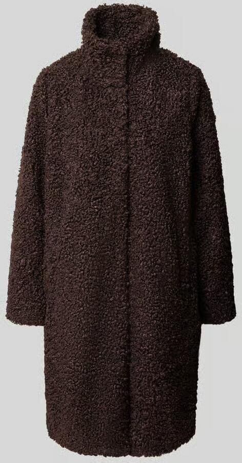 Zero relaxed fit lange jas in teddylook met opstaande kraag