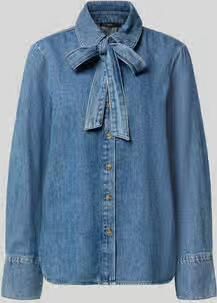 Zero relaxed fit overhemdblouse van pure katoen in denimlook