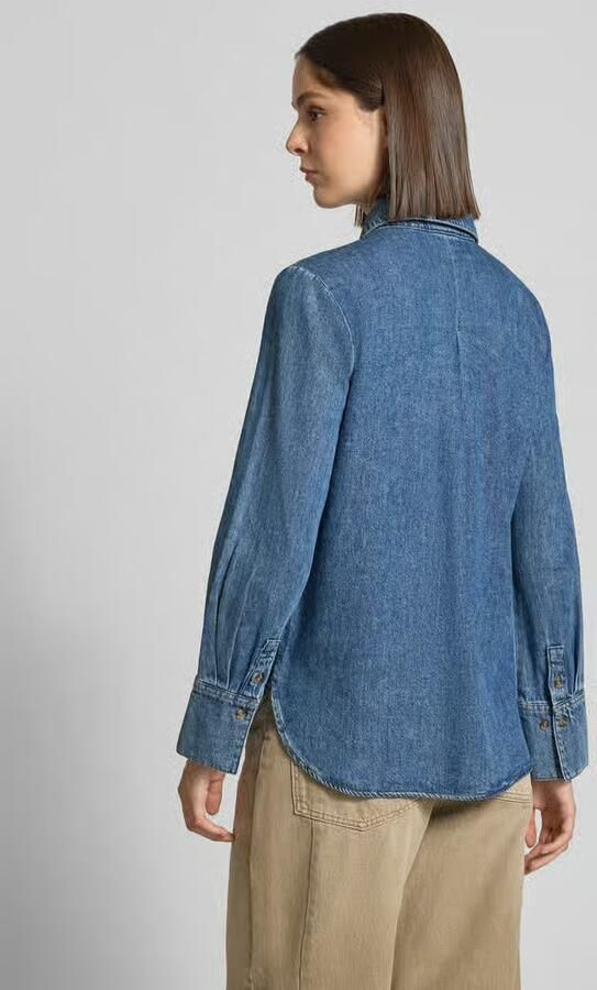 Zero relaxed fit overhemdblouse van pure katoen in denimlook