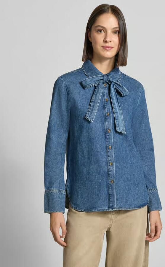 Zero relaxed fit overhemdblouse van pure katoen in denimlook - Foto 3