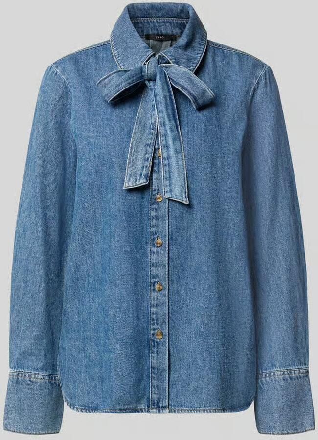 Zero relaxed fit overhemdblouse van pure katoen in denimlook - Foto 2