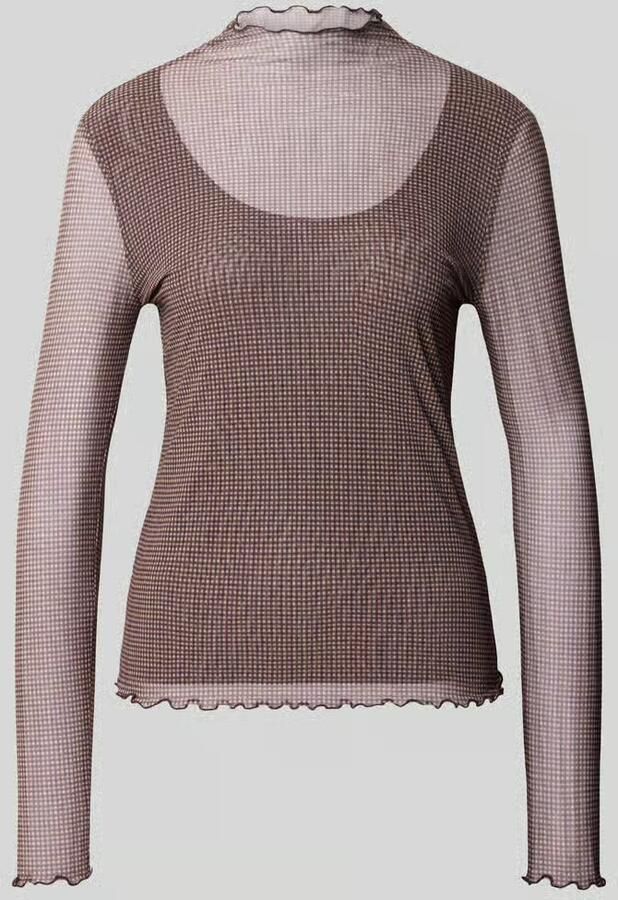 Zero Semitransparante longsleeve met opstaande kraag