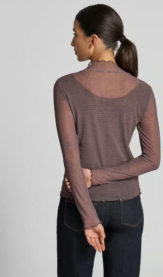 Zero Semitransparante longsleeve met opstaande kraag - Foto 3