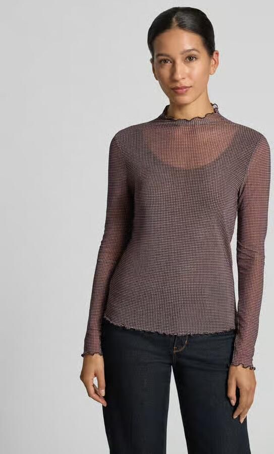 Zero Semitransparante longsleeve met opstaande kraag - Foto 2
