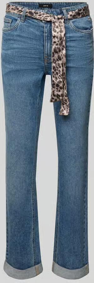Zero slim fit jeans met strikceintuur en zoom met omslag