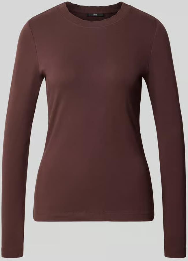 Zero Slim fit shirt met lange mouwen van katoenmix met geschulpte zoom