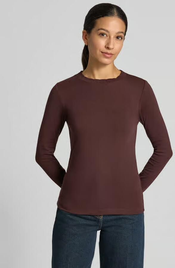 Zero Slim fit shirt met lange mouwen van katoenmix met geschulpte zoom - Foto 2
