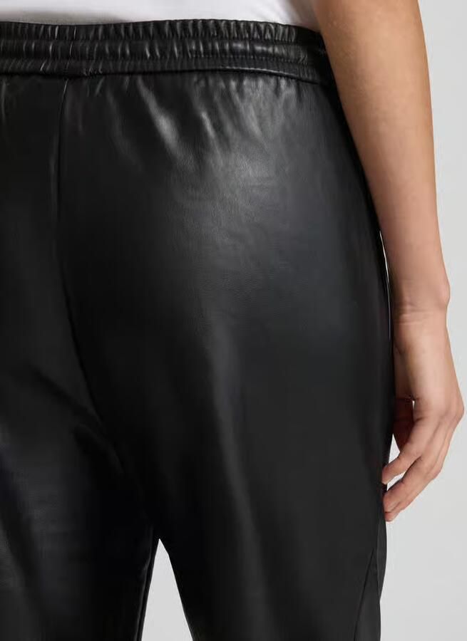 Zero Straight fit stoffen broek in leerlook