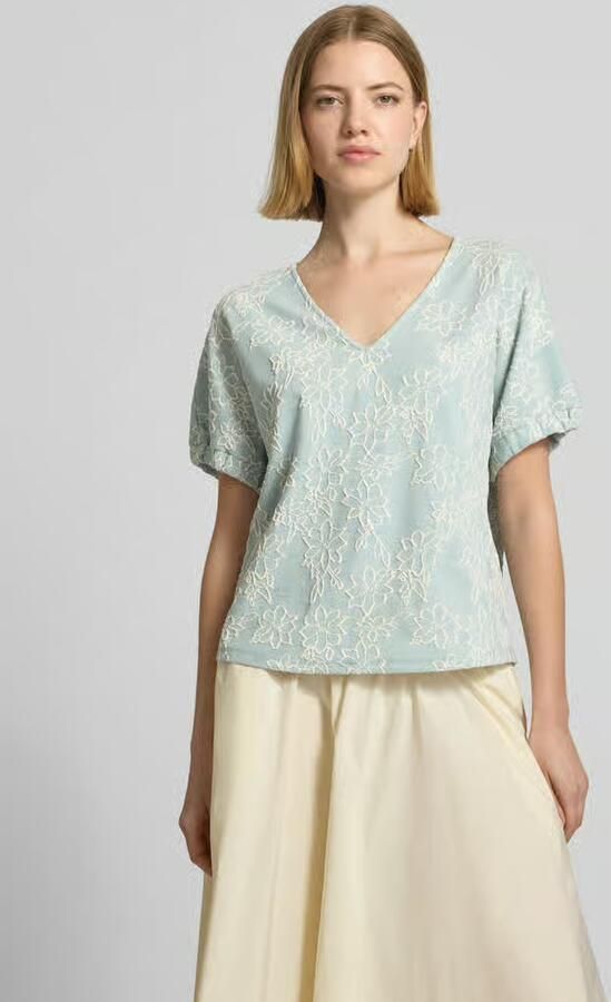 Zero T-shirt in all-over look met V-hals - Foto 2