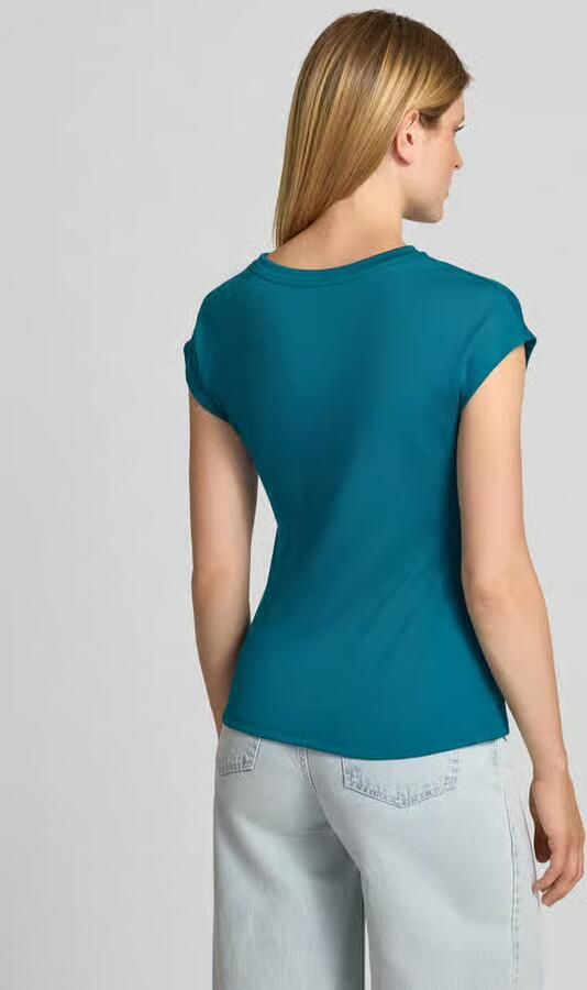 Zero T-shirt van viscosemix met draperieën